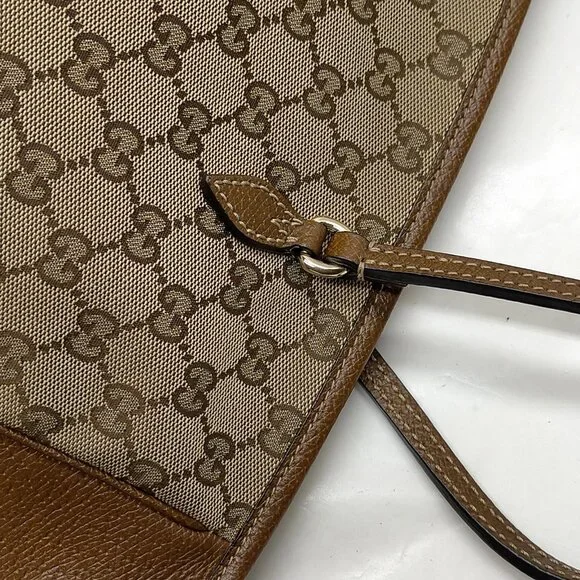 Authentic Gucci Brown Canvas Tote Bag mn391-021726